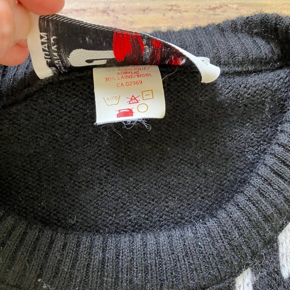 Cooper Black & White Geometric Knit Pullover Sweater Vintage 90s Made in Canada - Picture 5 of 6